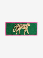 Green Cheetah Animal Print 100% Cotton Runner Bath Mat - Image 3 of 3