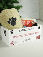 Personalised Christmas Santa Paws Wooden Crate Storage by PMC - Image 1 of 2