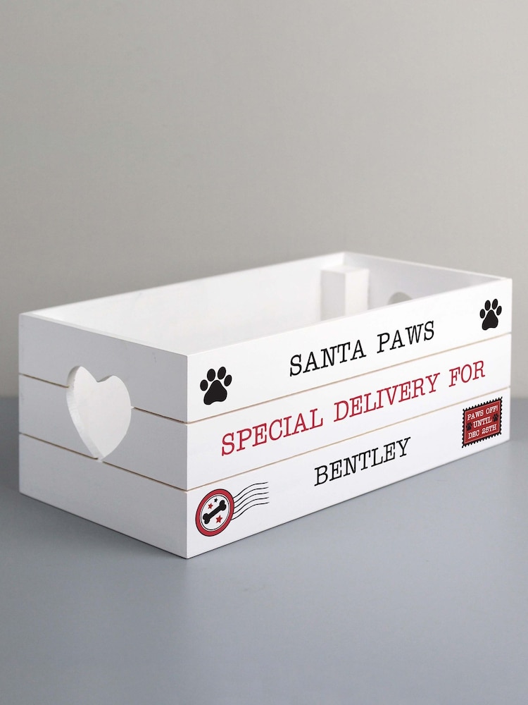 Personalised Christmas Santa Paws Wooden Crate Storage by PMC - Image 2 of 2 Personalised Christmas Santa Paws Wooden Crate Storage by PMC - Image 2 of 2