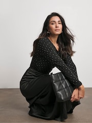 Joanna Hope Jersey Black Top With Studs - Image 3 of 4