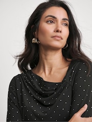 Joanna Hope Jersey Black Top With Studs - Image 4 of 4