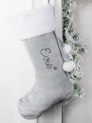 Personalised Name Only Grey Christmas Stocking by PMC - Image 2 of 3