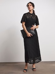 Joanna Hope Lace Angel Sleeve Midi Dress With Keyhole Detail - Image 1 of 4