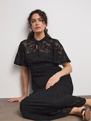 Joanna Hope Lace Angel Sleeve Midi Dress With Keyhole Detail - Image 3 of 4