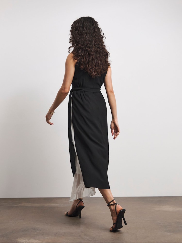 Joanna Hope Black Dress With Pleated Panel - Image 2 of 4 Joanna Hope Black Dress With Pleated Panel - Image 2 of 4