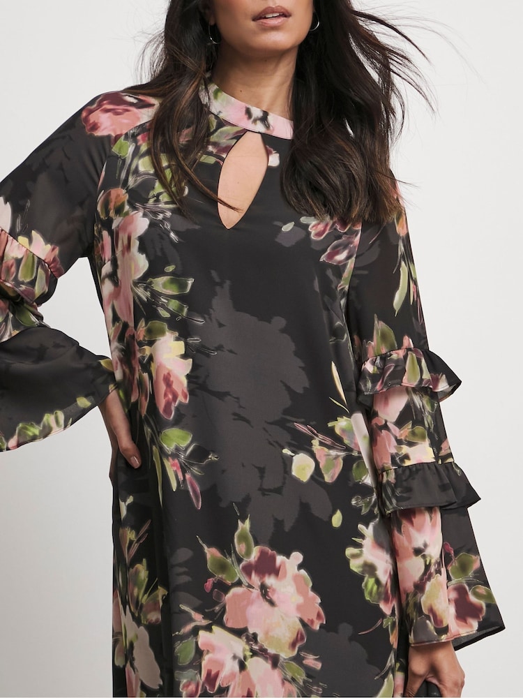 Joanna Hope Pleated Shift Black Dress - Image 4 of 4
