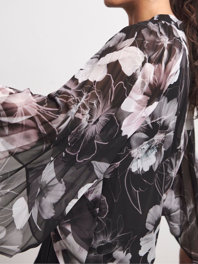 Joanna Hope Keyhole Pleated Black Blouse - Image 4 of 4
