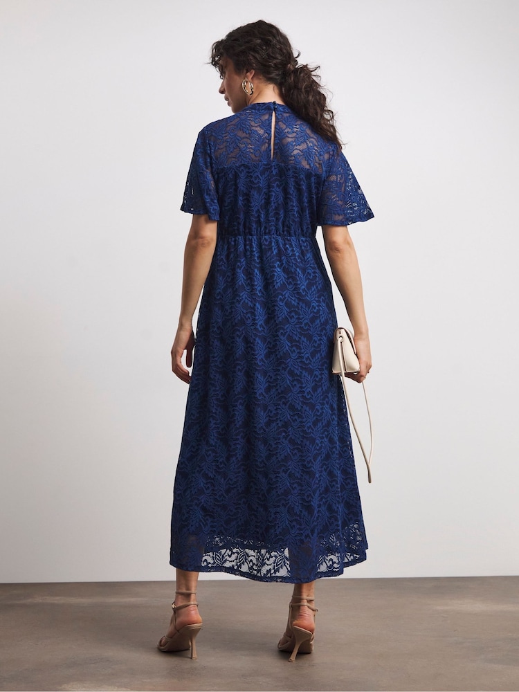 Joanna Hope Lace Angel Sleeve Midi Dress With Keyhole Detail - Image 1 of 5