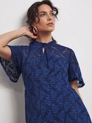 Joanna Hope Lace Angel Sleeve Midi Dress With Keyhole Detail - Image 4 of 5