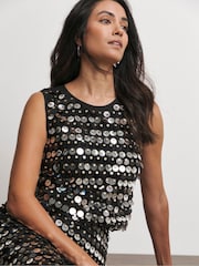 Joanna Hope Paiete Shell Negru Top - Image 1 of 4