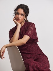 Joanna Hope Lace Angel Sleeve Midi Dress With Keyhole Detail - Image 3 of 4