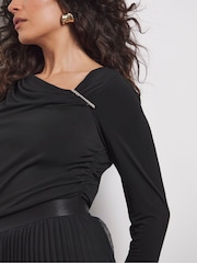 Joanna Hope Jersey Black Top With Hardwear - Image 4 of 4