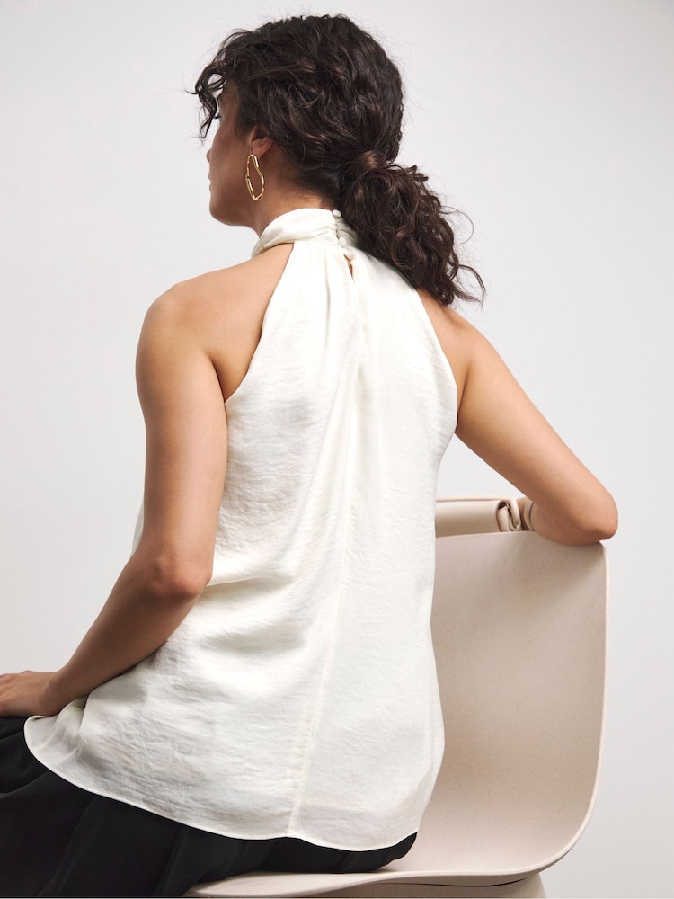 Joanna Hope Corsage Halter Neck White Top - Image 2 of 4 Joanna Hope Corsage Halter Neck White Top - Image 2 of 4