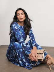 Joanna Hope Blue Cut Out Jersey Dress - Image 2 of 4