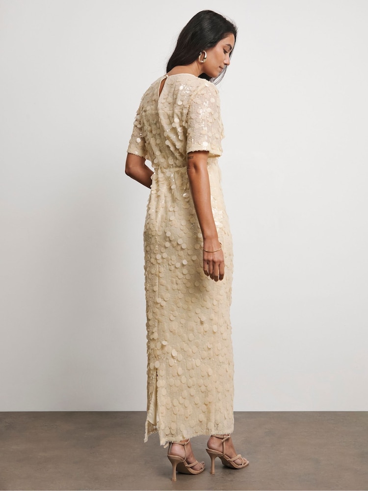 Joanna Hope Cream Sequin Column Dress - Image 2 of 4 Joanna Hope Cream Sequin Column Dress - Image 2 of 4
