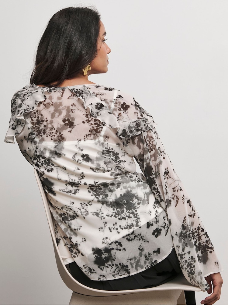 Joanna Hope Printed Chiffon Black Blouse - Image 2 of 4