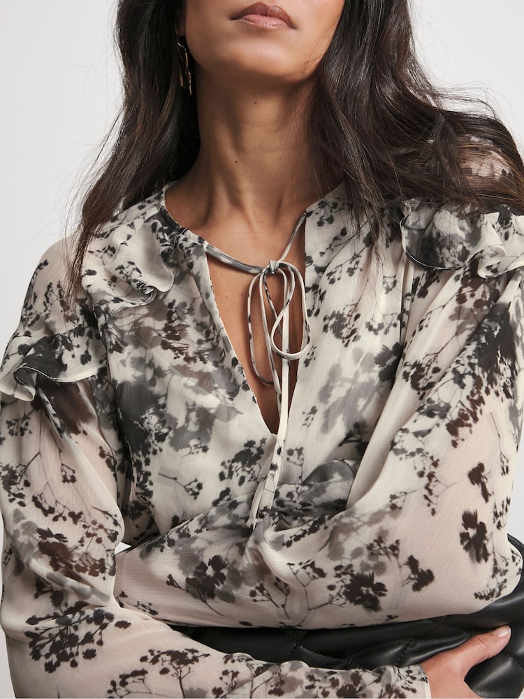 Joanna Hope Printed Chiffon Black Blouse - Image 4 of 4