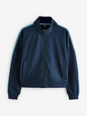 Navy Retro Tracksuit Jacket with Contrast Piping - Image 1 of 3