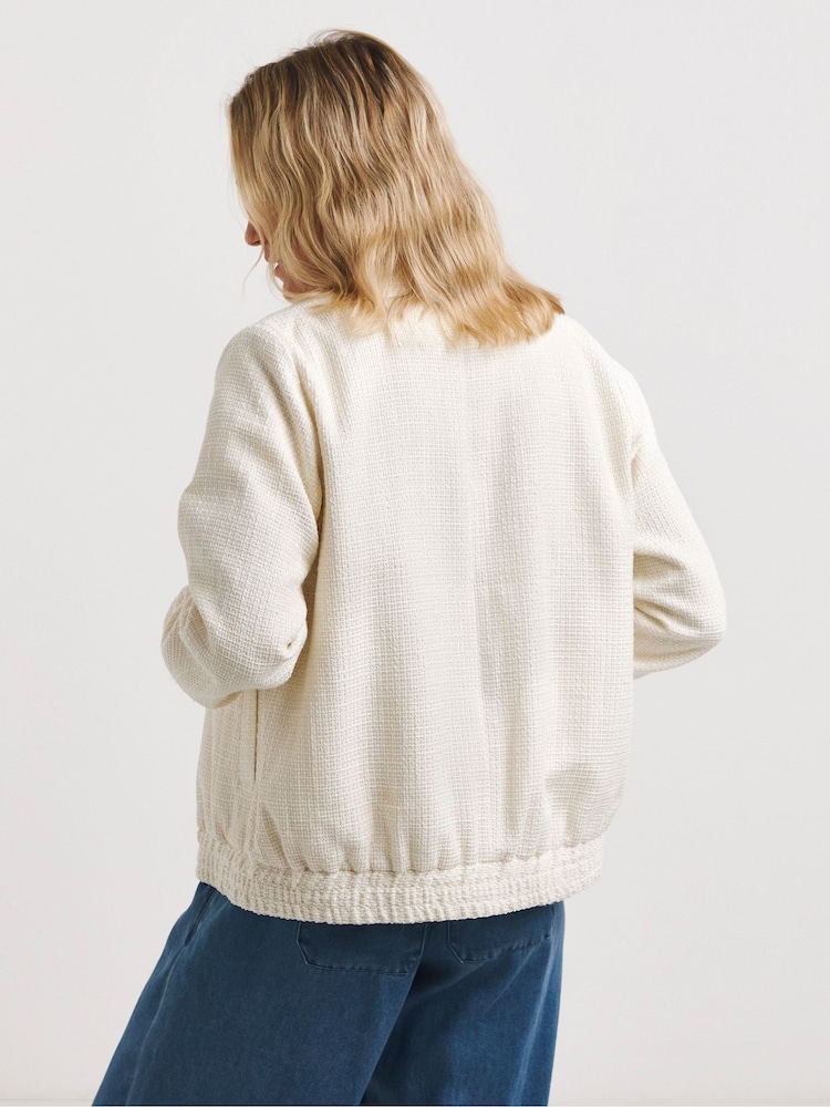JD Williams Cream Boucle Bomber Jacket - Image 2 of 4