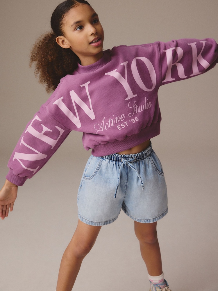 Berry Pink Slogan Varsity Sweatshirt (3-16yrs) - Image 1 of 4