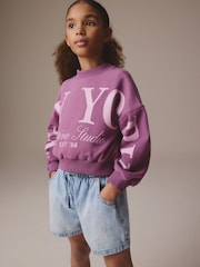 Berry Pink Slogan Varsity Sweatshirt (3-16yrs) - Image 2 of 4