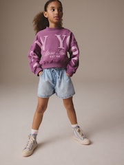 Berry Pink Slogan Varsity Sweatshirt (3-16yrs) - Image 4 of 4