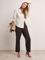 Anthology By JD Williams Chocolate Brown Tailored Wide Leg Trousers - Image 4 of 4