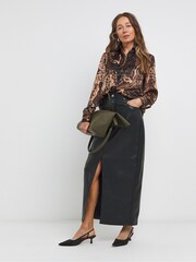 JD Williams Animal Print Satin Oversized Long Sleeve Shirt - Image 3 of 4