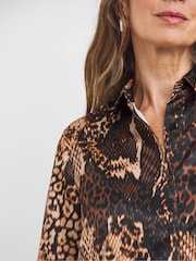 JD Williams Animal Print Satin Oversized Long Sleeve Shirt - Image 4 of 4