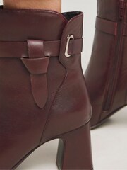 JD Williams Red Heeled Leather Boots With Wrap Around Detail In Wide Fit - Image 4 of 4