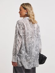 JD Williams Mono Print Oversized Voile Shirt - Image 2 of 4