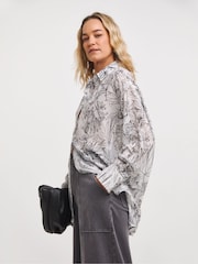 JD Williams Mono Print Oversized Voile Shirt - Image 3 of 4