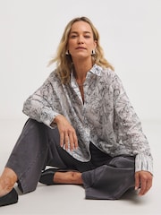 JD Williams Mono Print Oversized Voile Shirt - Image 4 of 4