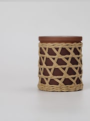 French Connection Woven Detail Brown Black Cherry Cedarwood Candle 200G - Image 3 of 5