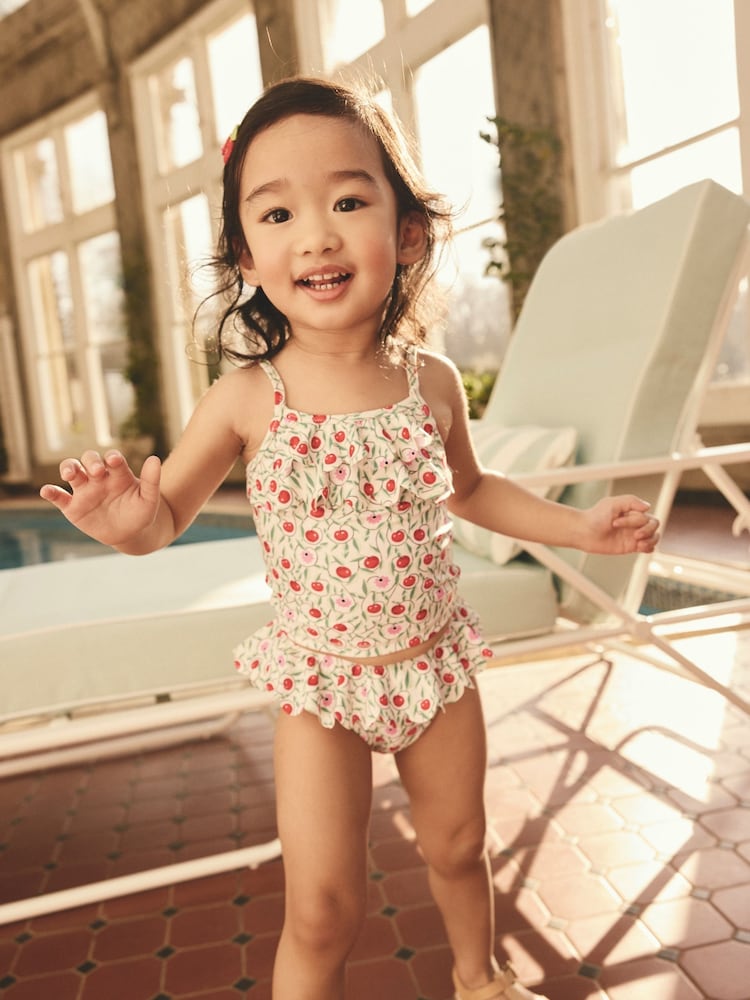 Cream/Pink/Green Cath Kidston Cherry Print Tankini (3mths-7yrs) - Image 1 of 9