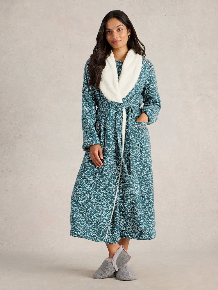 White Stuff Green Ava Lined Dressing Gown - Image 1 of 6