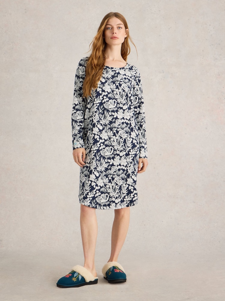 White Stuff Blue Eva Jersey Nightie - Image 1 of 6 White Stuff Blue Eva Jersey Nightie - Image 1 of 6