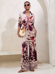 Lipsy Satin Printed Wide Leg Trousers - Изображение 1 из 4