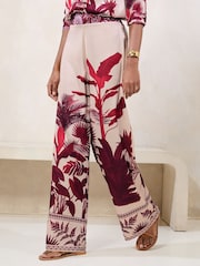Lipsy Satin Printed Wide Leg Trousers - Изображение 2 из 4