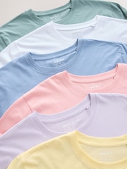 Pastels White/Blue/Green/Pink/Yellow/Lilac Purple Regular Fit Essential Cotton T-Shirts 6 Pack - Image 11 of 12