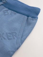 Baker by Ted Baker Blue 100% Cotton Knitted Textured Shirt and Shorts Set - Image 8 of 10