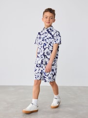 Baker by Ted Baker Blue Floral Print Shirt and Shorts Set - Image 2 of 12