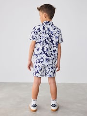 Baker by Ted Baker Blue Floral Print Shirt and Shorts Set - Image 3 of 12