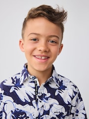 Baker by Ted Baker Blue Floral Print Shirt and Shorts Set - Image 4 of 12