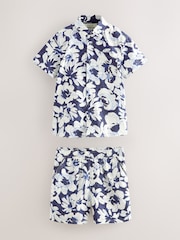 Baker by Ted Baker Blue Floral Print Shirt and Shorts Set - Image 7 of 12