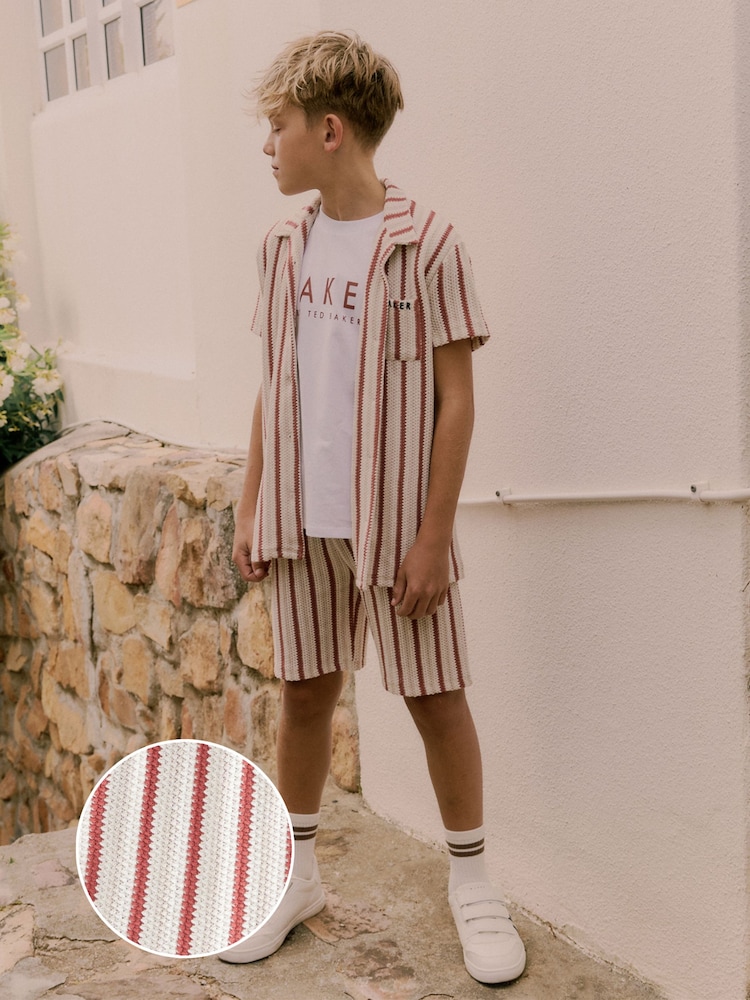 Baker by Ted Baker Textured Stripe Shirt T-Shirt and Shorts Set - Image 1 of 22