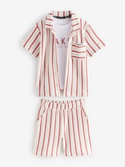 Baker by Ted Baker Textured Stripe Shirt T-Shirt and Shorts Set - Image 13 of 22