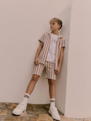 Baker by Ted Baker Textured Stripe Shirt T-Shirt and Shorts Set - Image 4 of 22