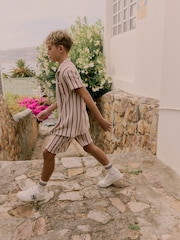 Baker by Ted Baker Textured Stripe Shirt T-Shirt and Shorts Set - Image 6 of 22