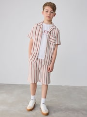 Baker by Ted Baker Textured Stripe Shirt T-Shirt and Shorts Set - Image 7 of 22